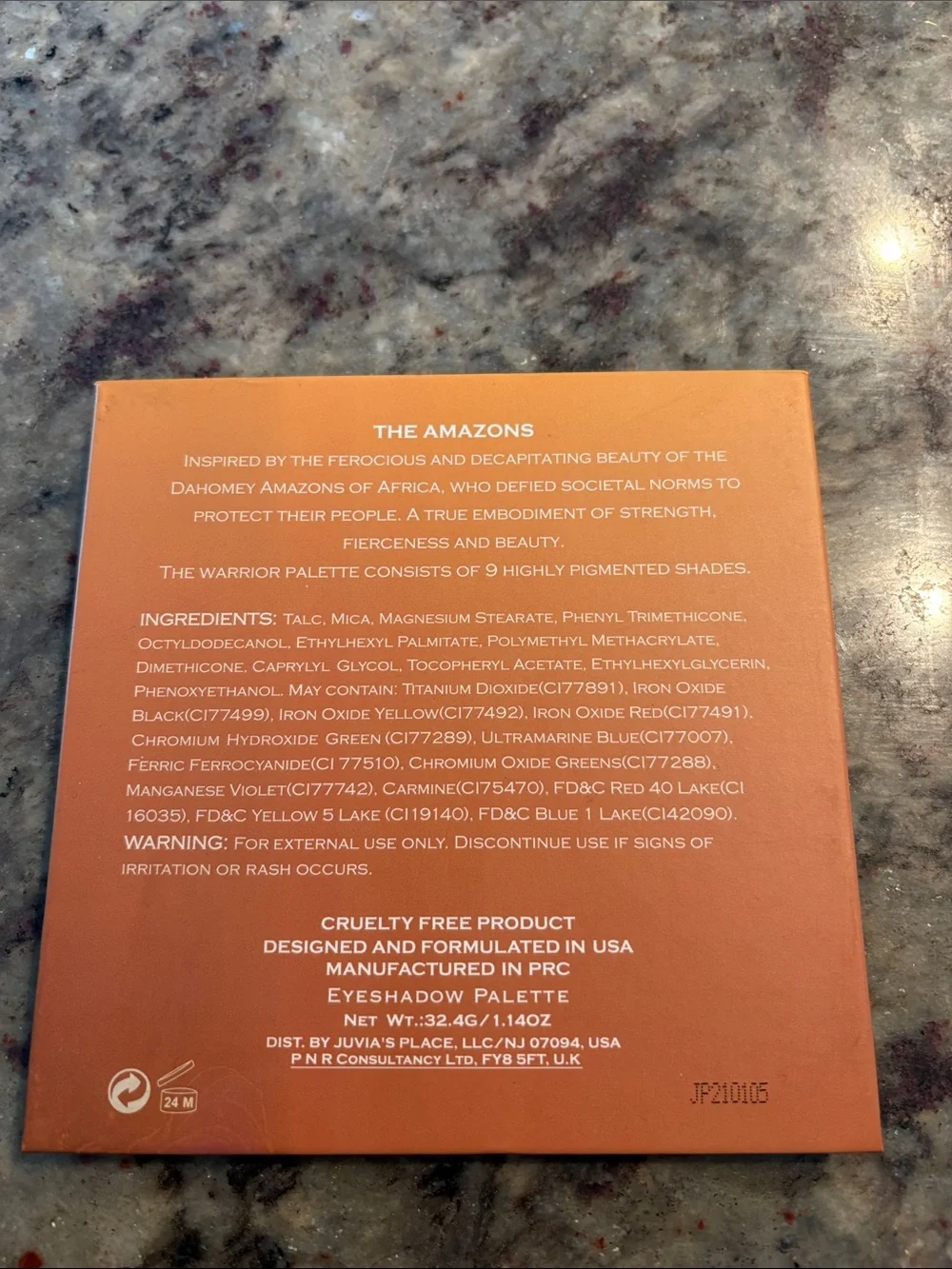 Juvia's Place Warrior Eyeshadow Palette — Orange with Brown Artwork